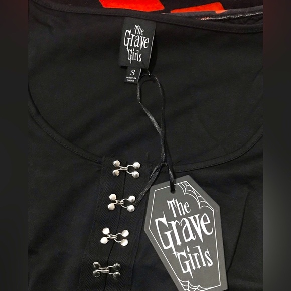 ✨🆕BNWT!!Dolls Kill x Grave Girls Hook & Eye Puff Sleeve Dress!Sz Sm!!BRAND NEW! - Picture 5 of 9